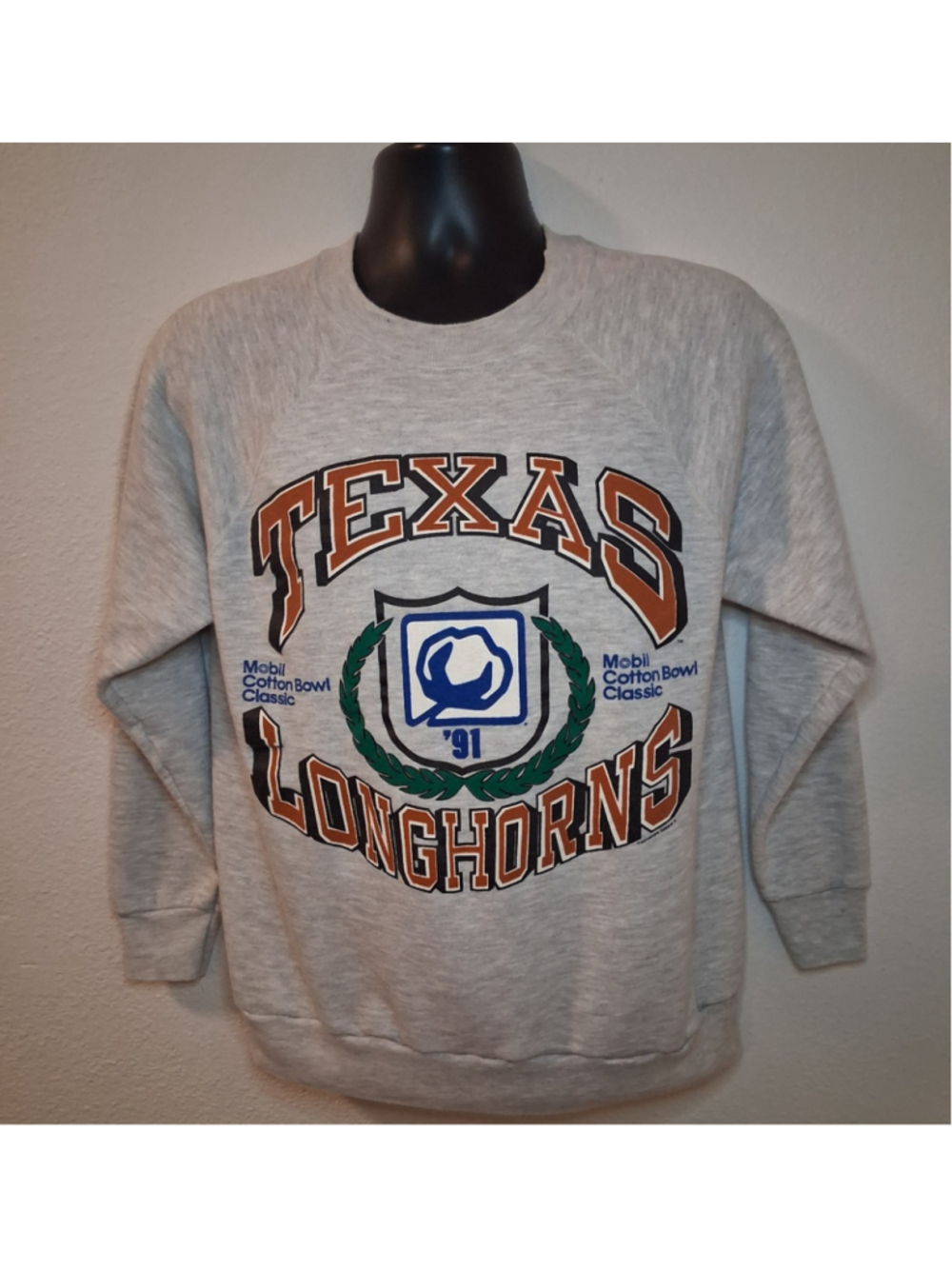 VTG 90s Texas Longhorns 1991 Cotton Bowl Adult Large Sweatshirt Gray Paramount